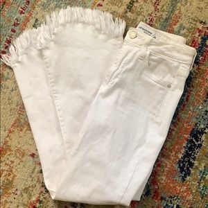 White fringe bottom jeans Size 25
